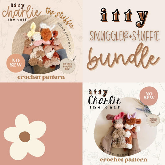 BkayCrochetCo Itty Charlie the Calf SNUGGLER and STUFFIE Crochet Pattern PDF