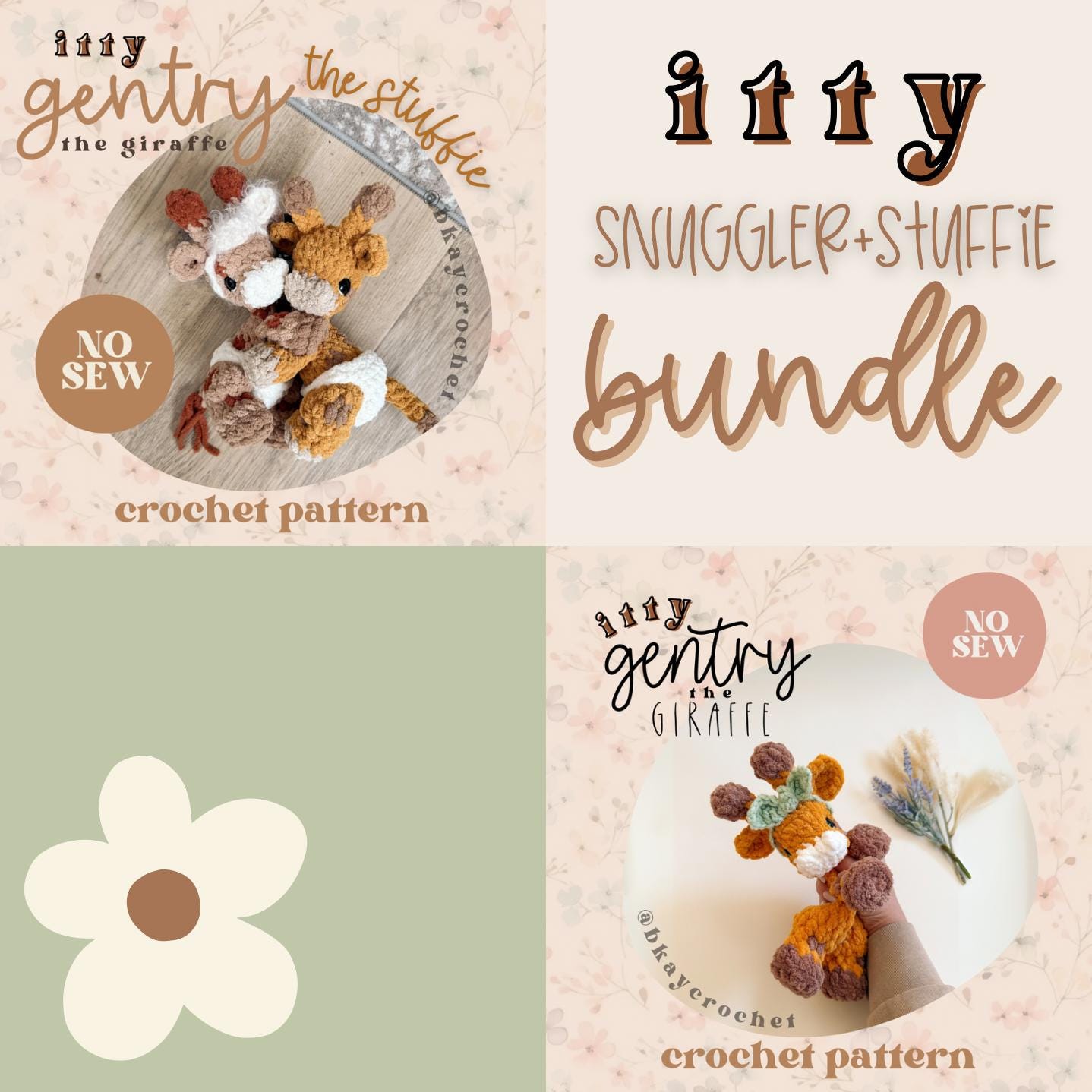 BkayCrochetCo Itty Gentry the Giraffe SNUGGLER and STUFFIE Crochet Pattern PDF