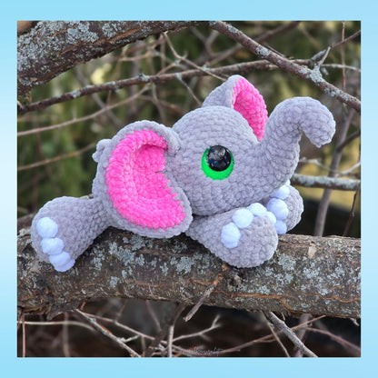 SnuggleBeansCrochet Elise the Elephant Crochet Pattern Low-Sew Amigurumi PDF
