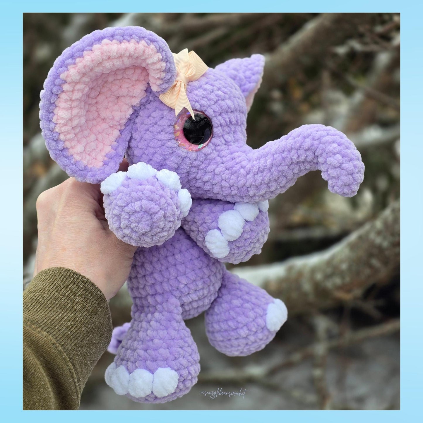 SnuggleBeansCrochet Elise the Elephant Crochet Pattern Low-Sew Amigurumi PDF