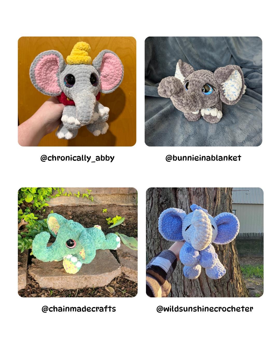 SnuggleBeansCrochet Elise the Elephant Crochet Pattern Low-Sew Amigurumi PDF
