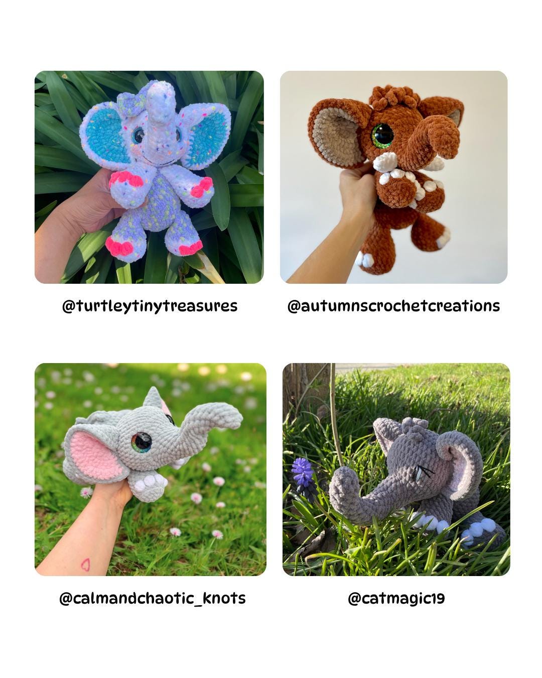 SnuggleBeansCrochet Elise the Elephant Crochet Pattern Low-Sew Amigurumi PDF