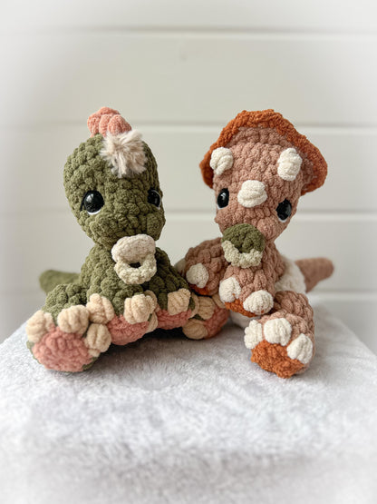 BkayCrochetCo ITTY Indie the Ittysaurus with Triceratops Mod STUFFIE Amigurumi Crochet Pattern PDF