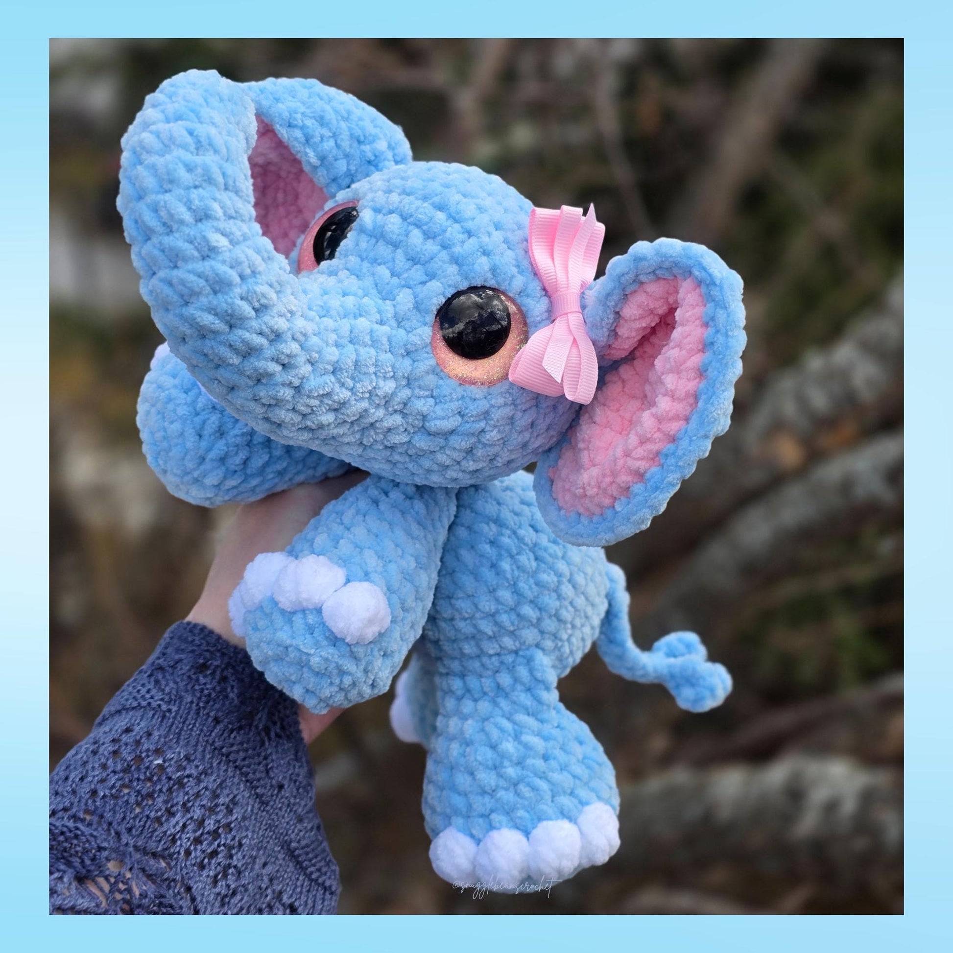 SnuggleBeansCrochet Elise the Elephant Crochet Pattern Low-Sew Amigurumi PDF