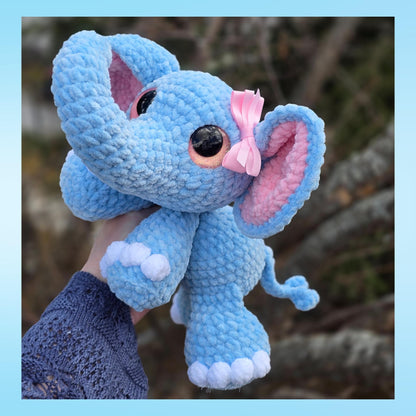 SnuggleBeansCrochet Elise the Elephant Crochet Pattern Low-Sew Amigurumi PDF
