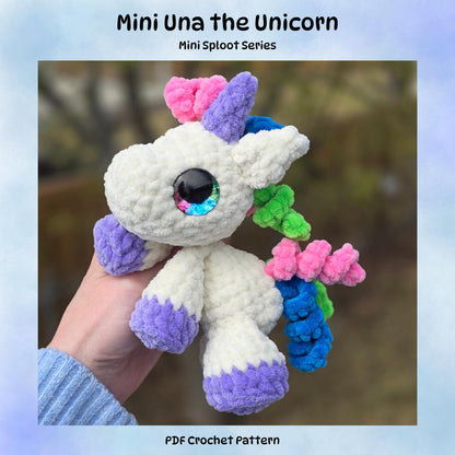 Mini Una the Unicorn Crochet Pattern Low-Sew Amigurumi PDF