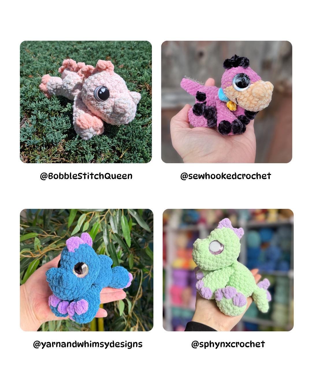 Mini Dippy the Dino Crochet Pattern Low-Sew Mini Sploot Series Amigurumi PDF