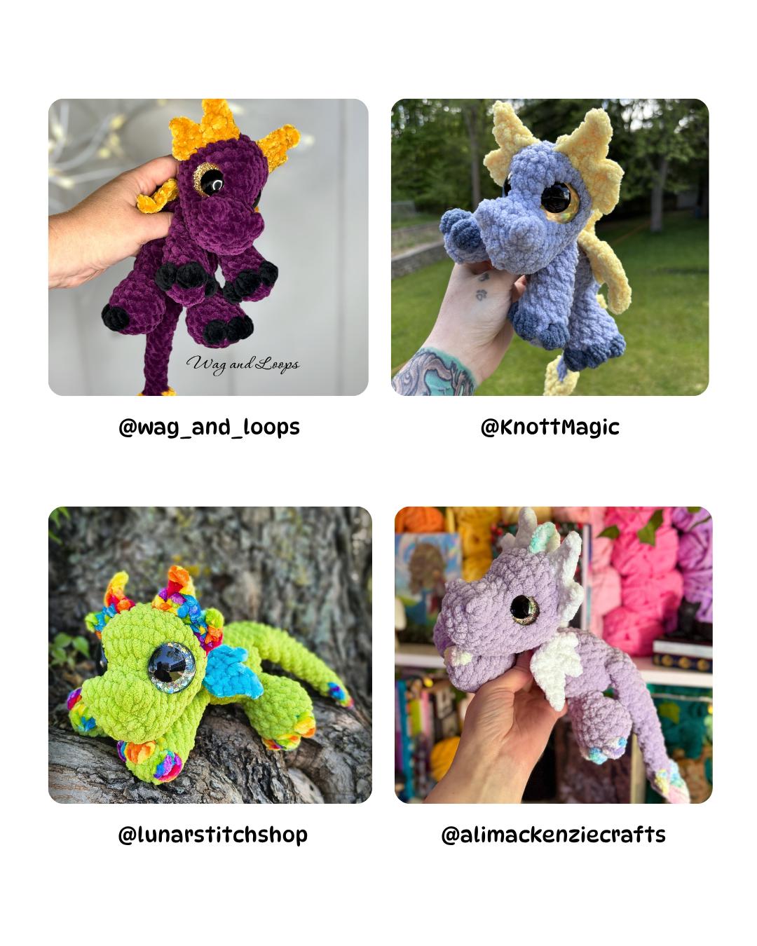 Mini Darth the Dragon Crochet Pattern Low-Sew Amigurumi PDF