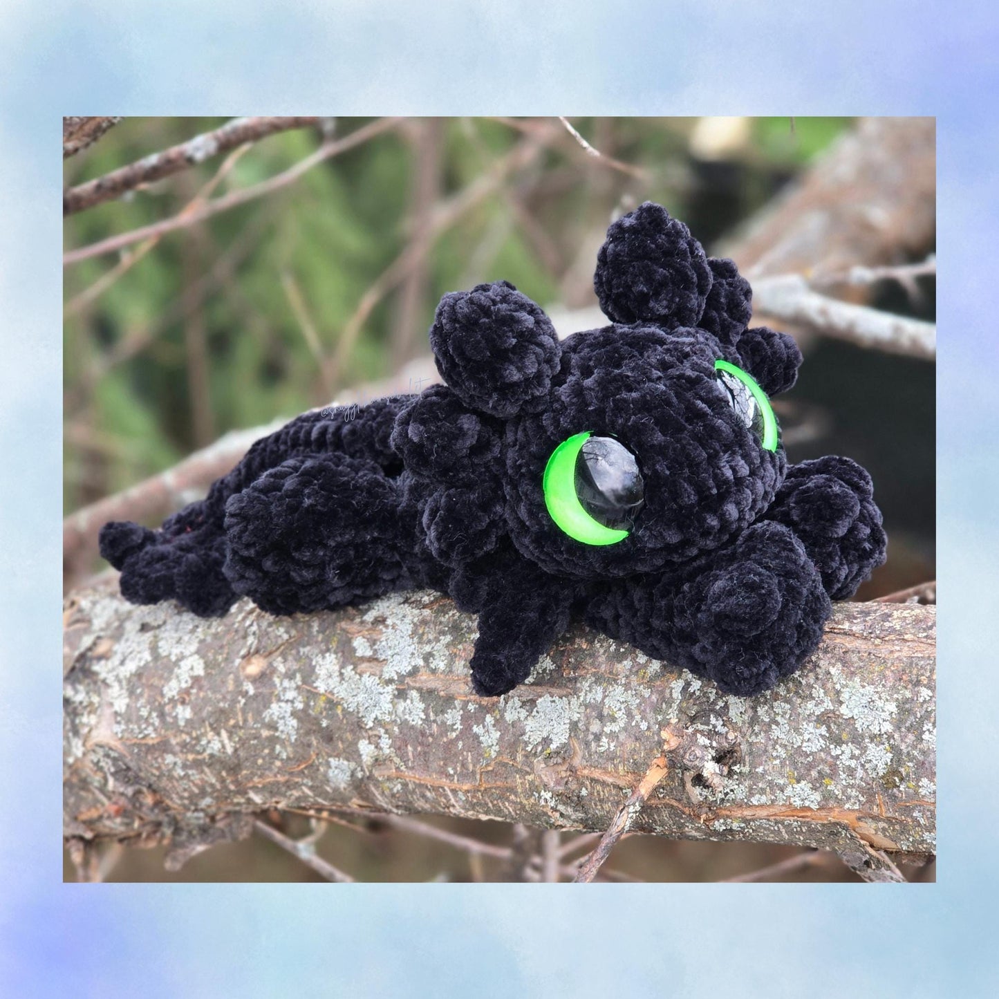 SnuggleBeansCrochet Mini Baby Night Dragon Sploot Crochet Pattern Low-Sew Amigurumi PDF