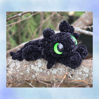 SnuggleBeansCrochet Mini Baby Night Dragon Sploot Crochet Pattern Low-Sew Amigurumi PDF