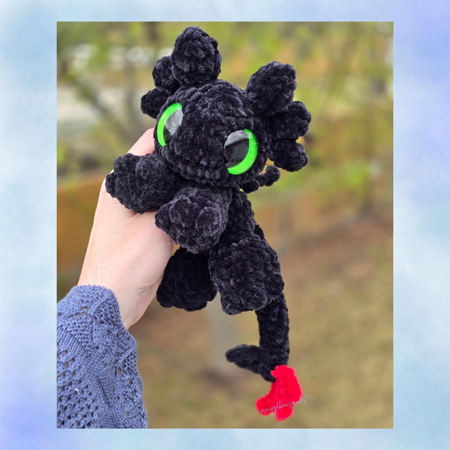 SnuggleBeansCrochet Mini Baby Night Dragon Sploot Crochet Pattern Low-Sew Amigurumi PDF