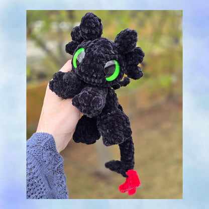 SnuggleBeansCrochet Mini Baby Night Dragon Sploot Crochet Pattern Low-Sew Amigurumi PDF