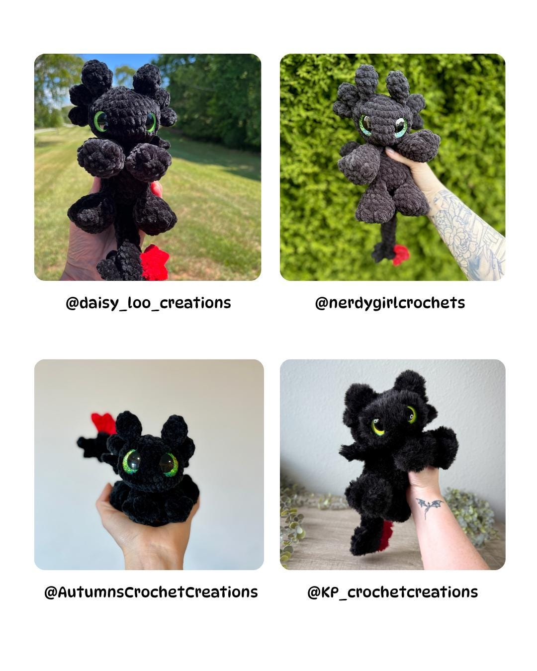 SnuggleBeansCrochet Mini Baby Night Dragon Sploot Crochet Pattern Low-Sew Amigurumi PDF