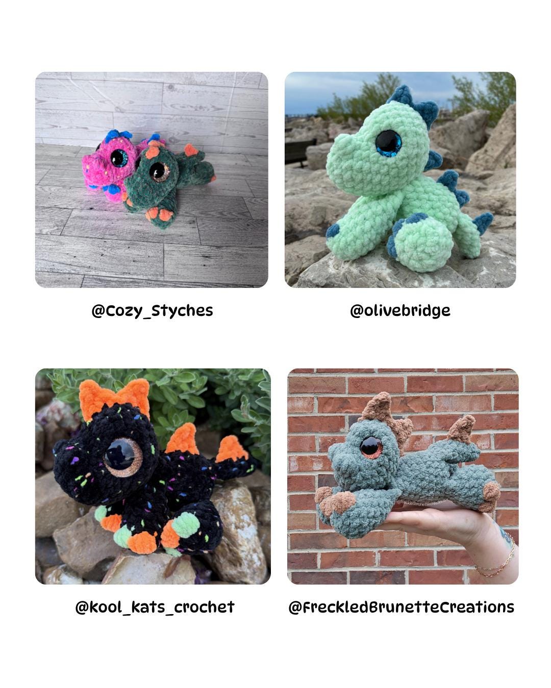 Mini Dippy the Dino Crochet Pattern Low-Sew Mini Sploot Series Amigurumi PDF