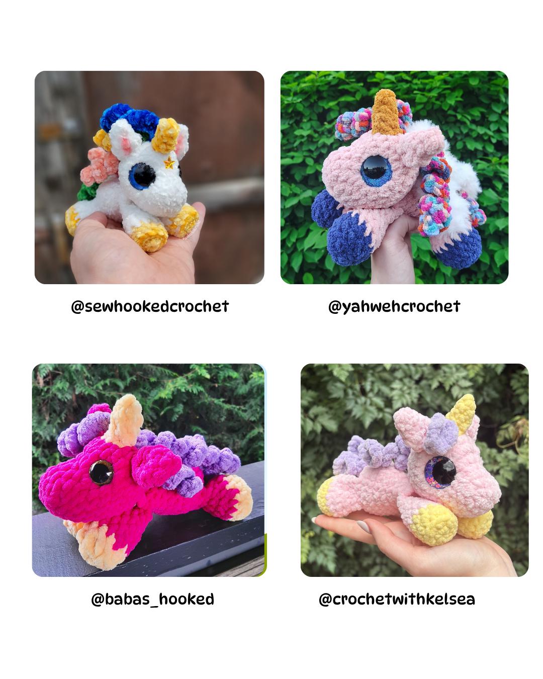 Mini Una the Unicorn Crochet Pattern Low-Sew Amigurumi PDF
