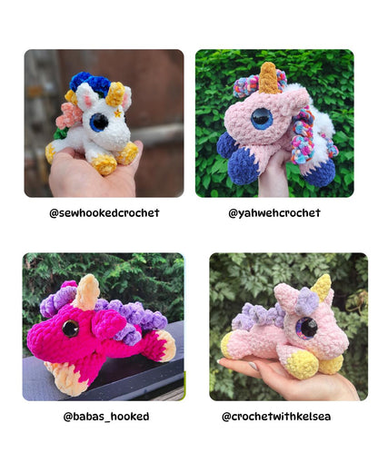 Mini Una the Unicorn Crochet Pattern Low-Sew Amigurumi PDF