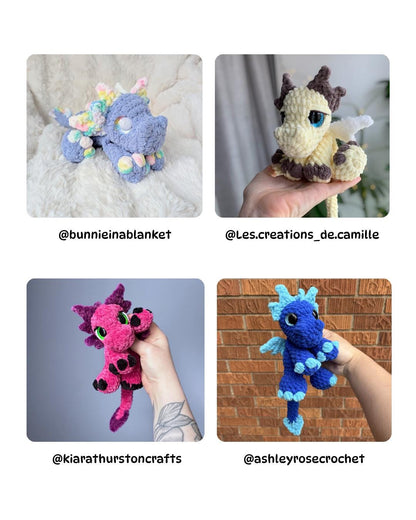 Mini Darth the Dragon Crochet Pattern Low-Sew Amigurumi PDF