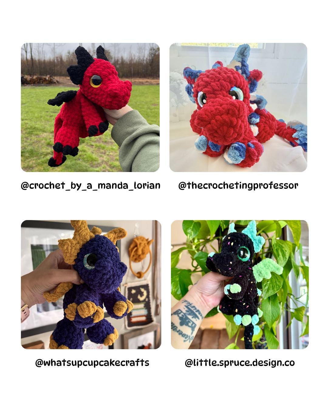 Mini Darth the Dragon Crochet Pattern Low-Sew Amigurumi PDF