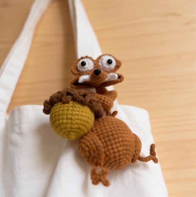 Crochiny Long Neck Squirrel Crochet Pattern Digital Download Amigurumi Bag Charm
