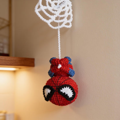 Spider-Man Crochet Pattern Car Hanging Amigurumi Superhero Keychain Mirror Charm Digital Download