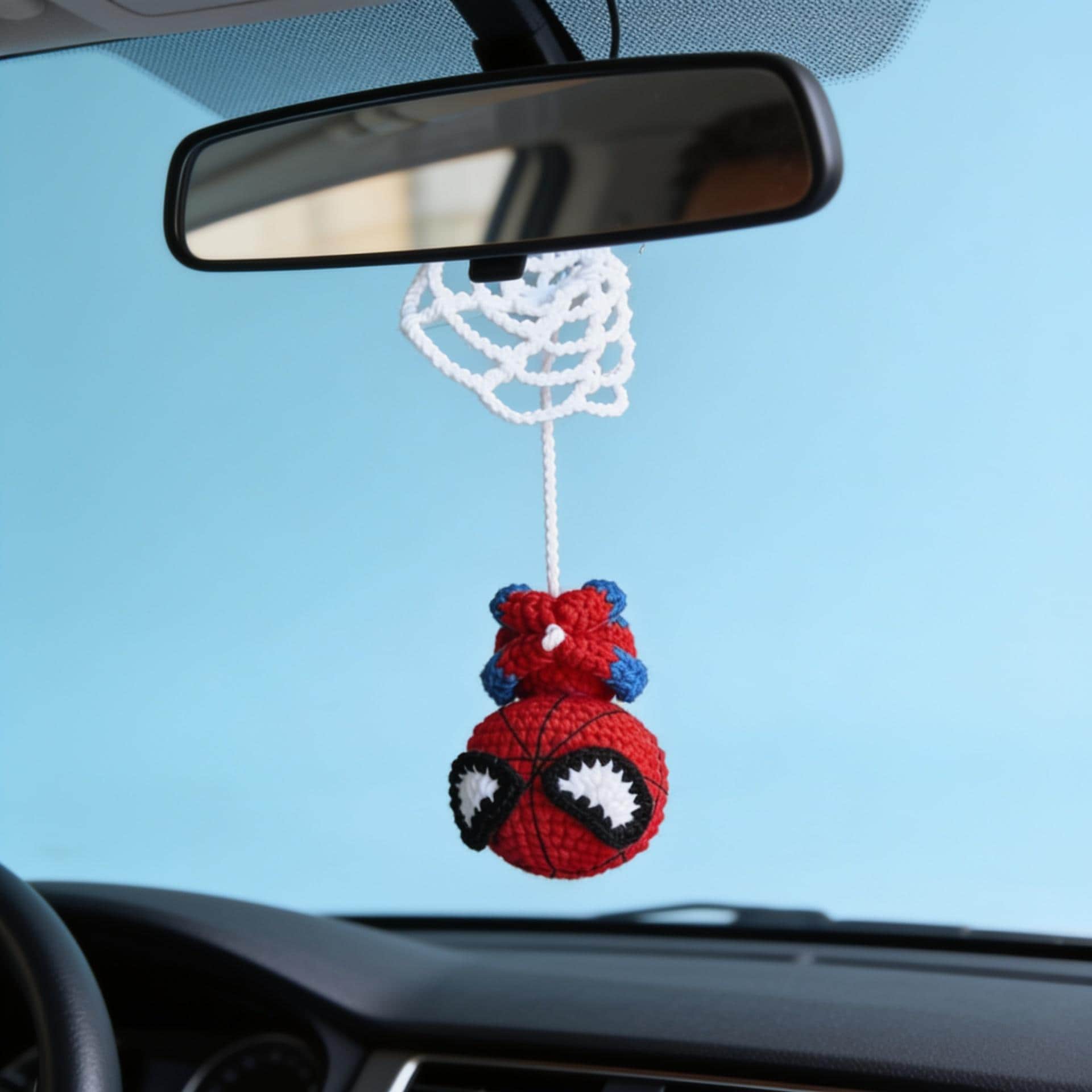 Spider-Man Crochet Pattern Car Hanging Amigurumi Superhero Keychain Mirror Charm Digital Download