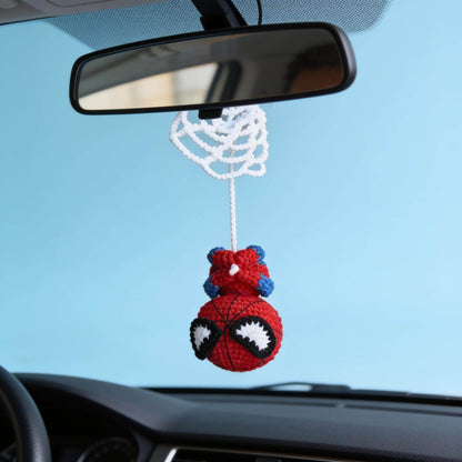 Spider-Man Crochet Pattern Car Hanging Amigurumi Superhero Keychain Mirror Charm Digital Download