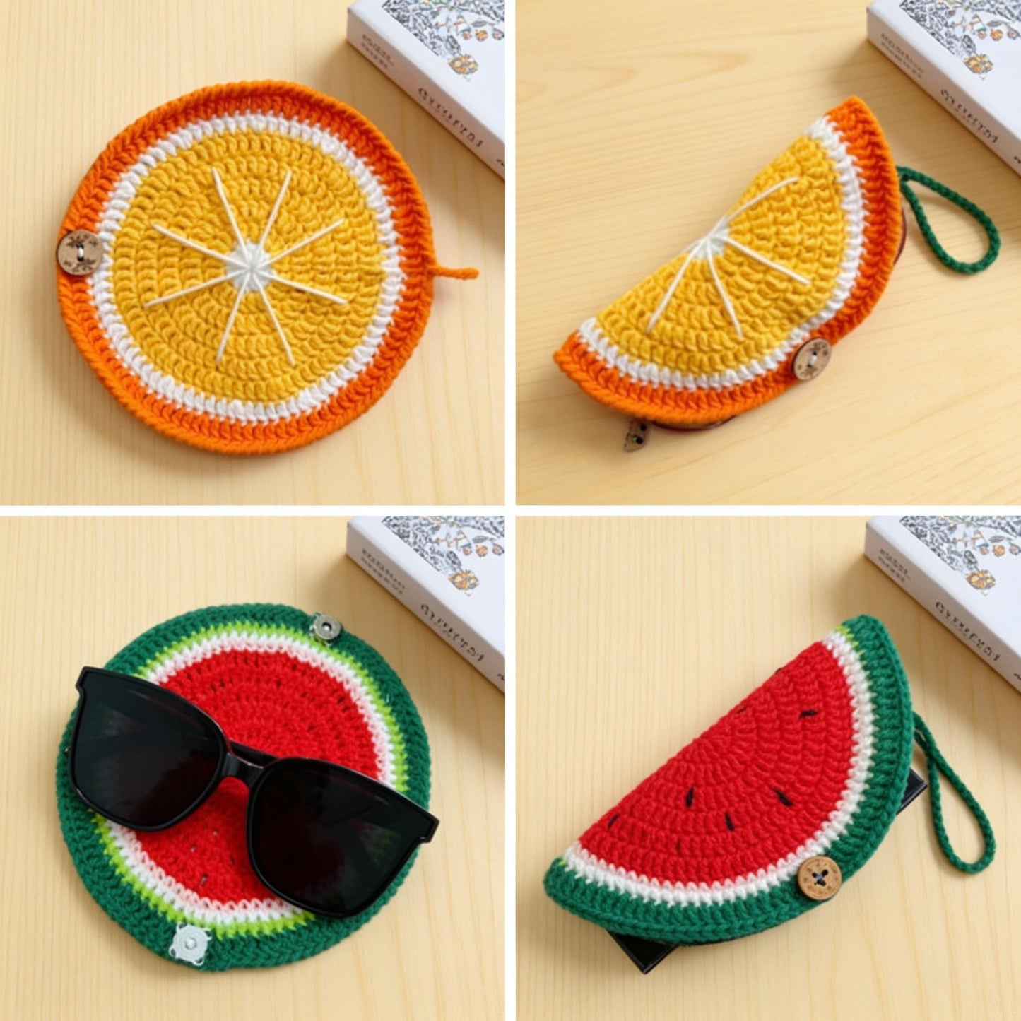 Crochiny Fruit Glasses Case & Coaster Crochet Pattern Digital Download