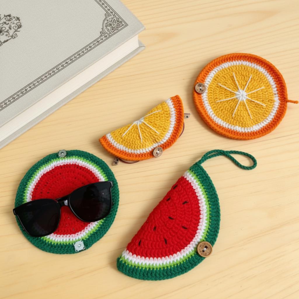 Crochiny Fruit Glasses Case & Coaster Crochet Pattern Digital Download