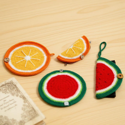 Crochiny Fruit Glasses Case & Coaster Crochet Pattern Digital Download