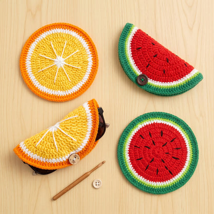 Crochiny Fruit Glasses Case & Coaster Crochet Pattern Digital Download