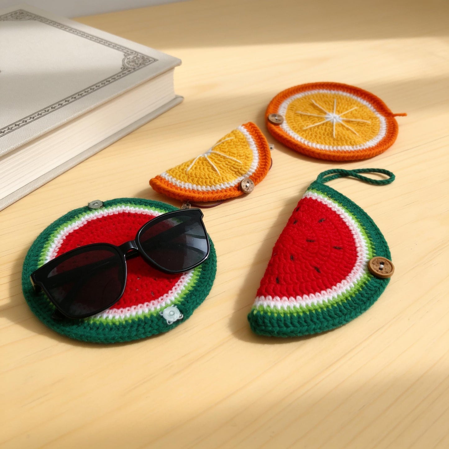 Crochiny Fruit Glasses Case & Coaster Crochet Pattern Digital Download