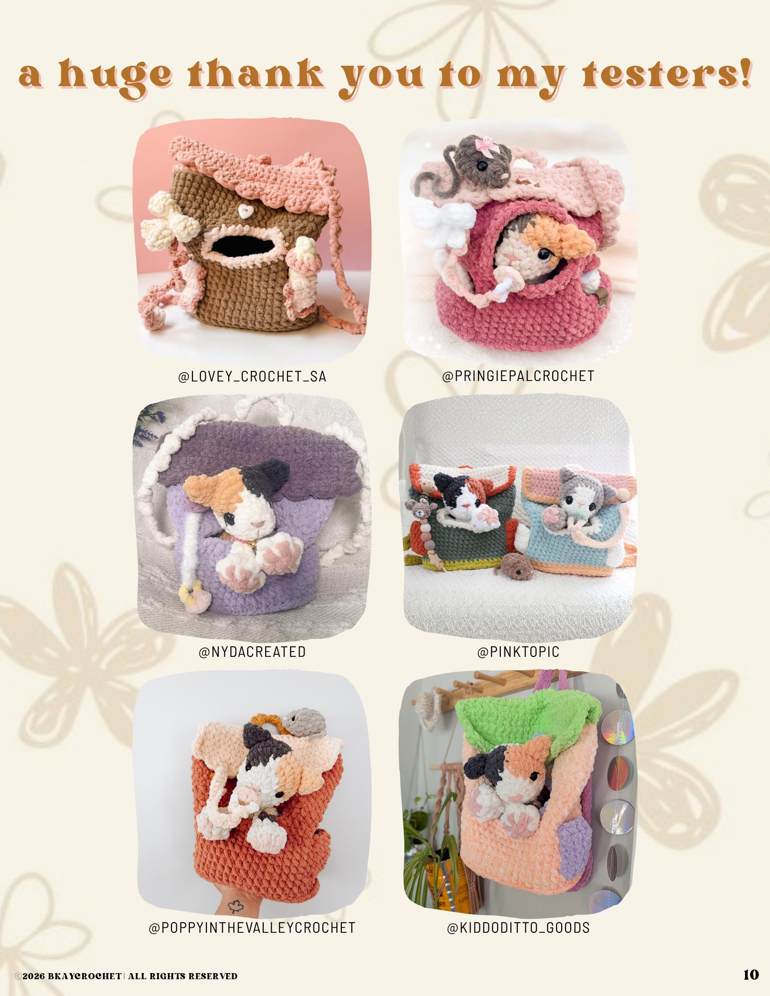 BkayCrochetCo Backpack Pets Diaper Bag Amigurumi Crochet Pattern PDF