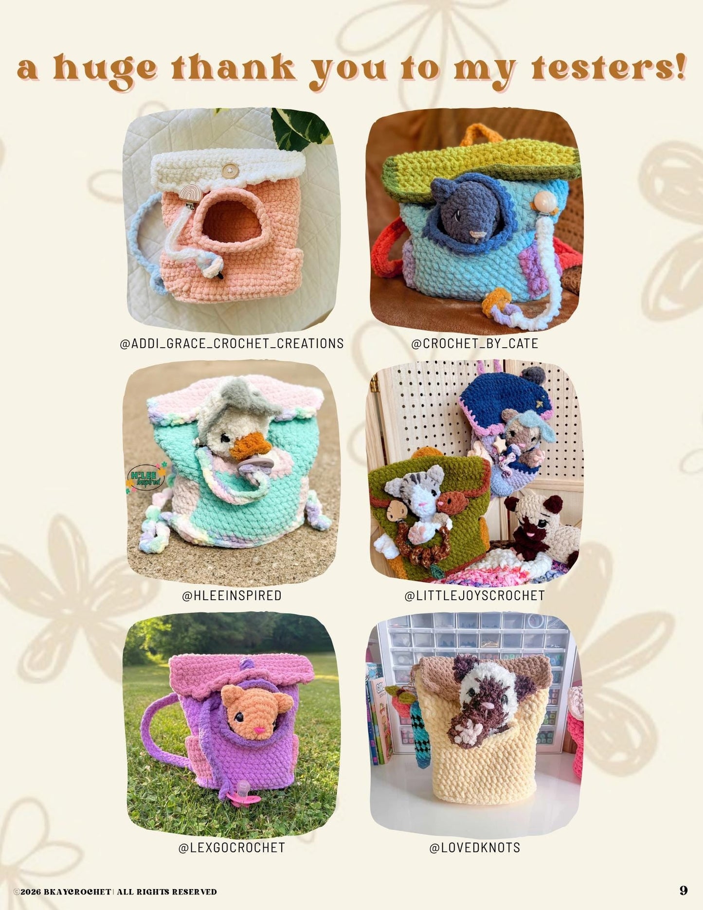 BkayCrochetCo Backpack Pets Diaper Bag Amigurumi Crochet Pattern PDF