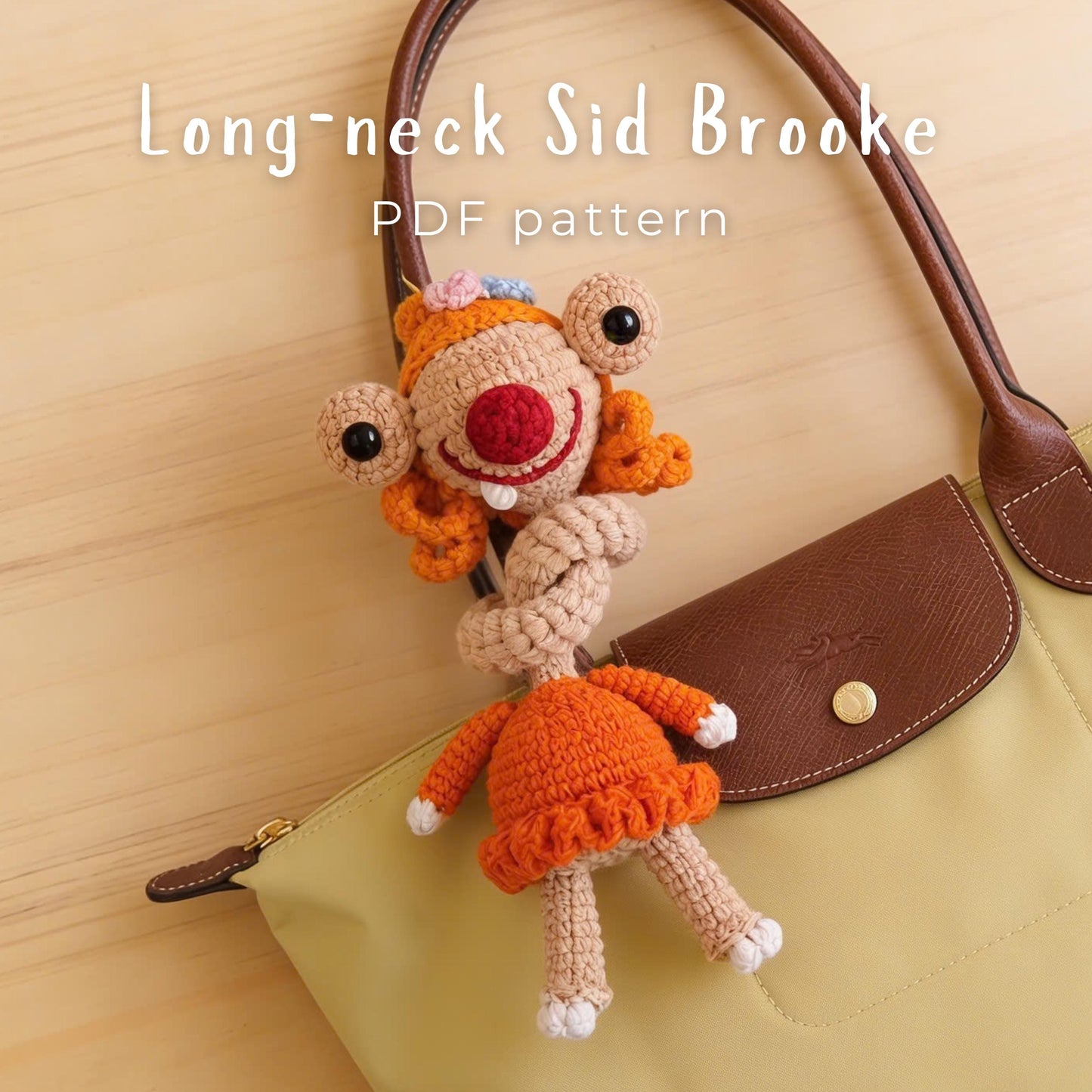 Crochiny Long Neck Sid Brooke Crochet Pattern Digital Download Amigurumi Bag Charm
