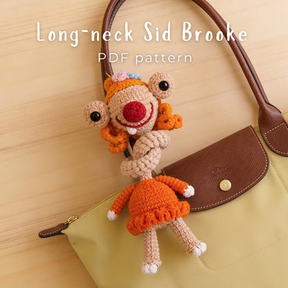 Crochiny Long Neck Sid Brooke Crochet Pattern Digital Download Amigurumi Bag Charm