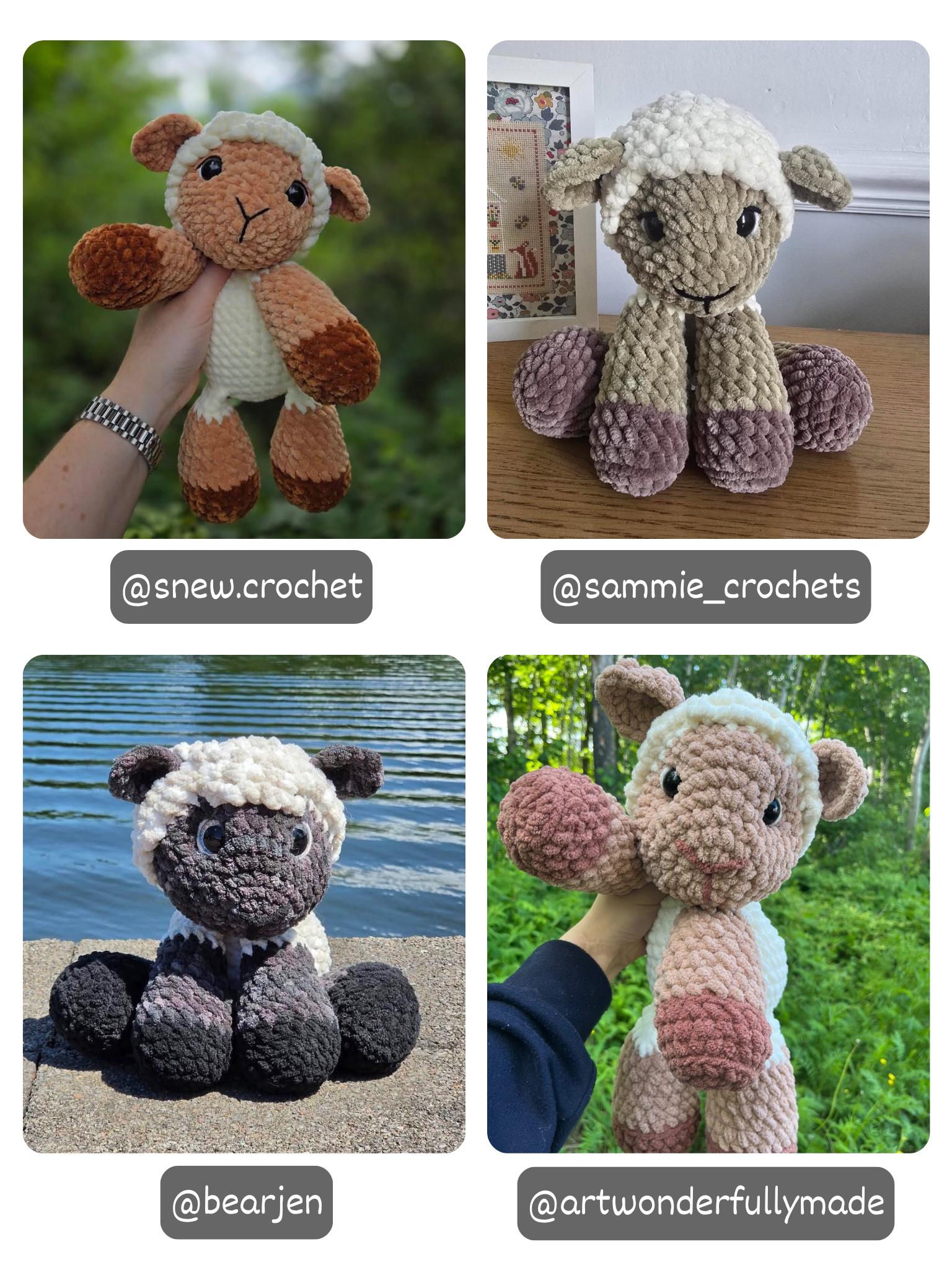 KnotsandSnugglesCo Lily the Floppy Lamb Crochet Pattern PDF