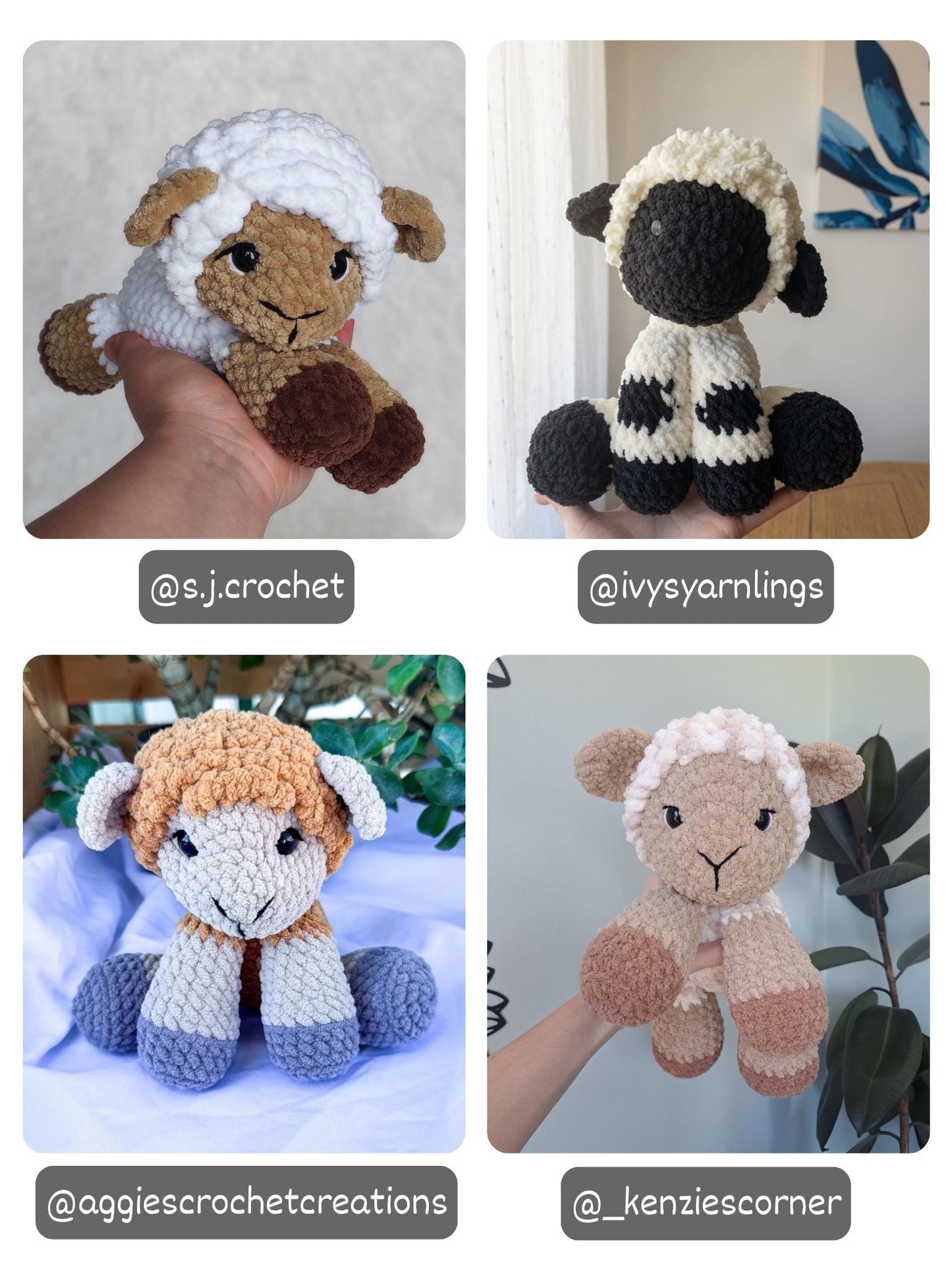 KnotsandSnugglesCo Lily the Floppy Lamb Crochet Pattern PDF