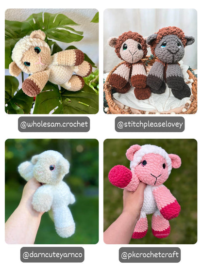 KnotsandSnugglesCo Lily the Floppy Lamb Crochet Pattern PDF