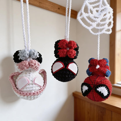 Spider-Man Crochet Pattern Car Hanging Amigurumi Superhero Keychain Mirror Charm Digital Download