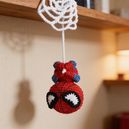 Spider-Man Crochet Pattern Car Hanging Amigurumi Superhero Keychain Mirror Charm Digital Download