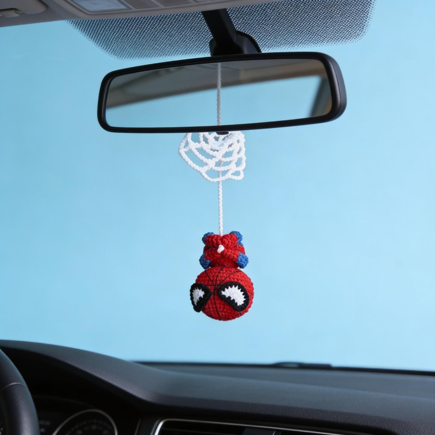 Spider-Man Crochet Pattern Car Hanging Amigurumi Superhero Keychain Mirror Charm Digital Download