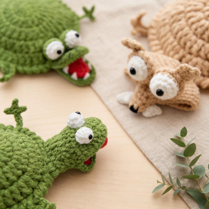Crochiny Crocodile Squirrel Lizard Popping Coaster Amigurumi Crochet Pattern PDF