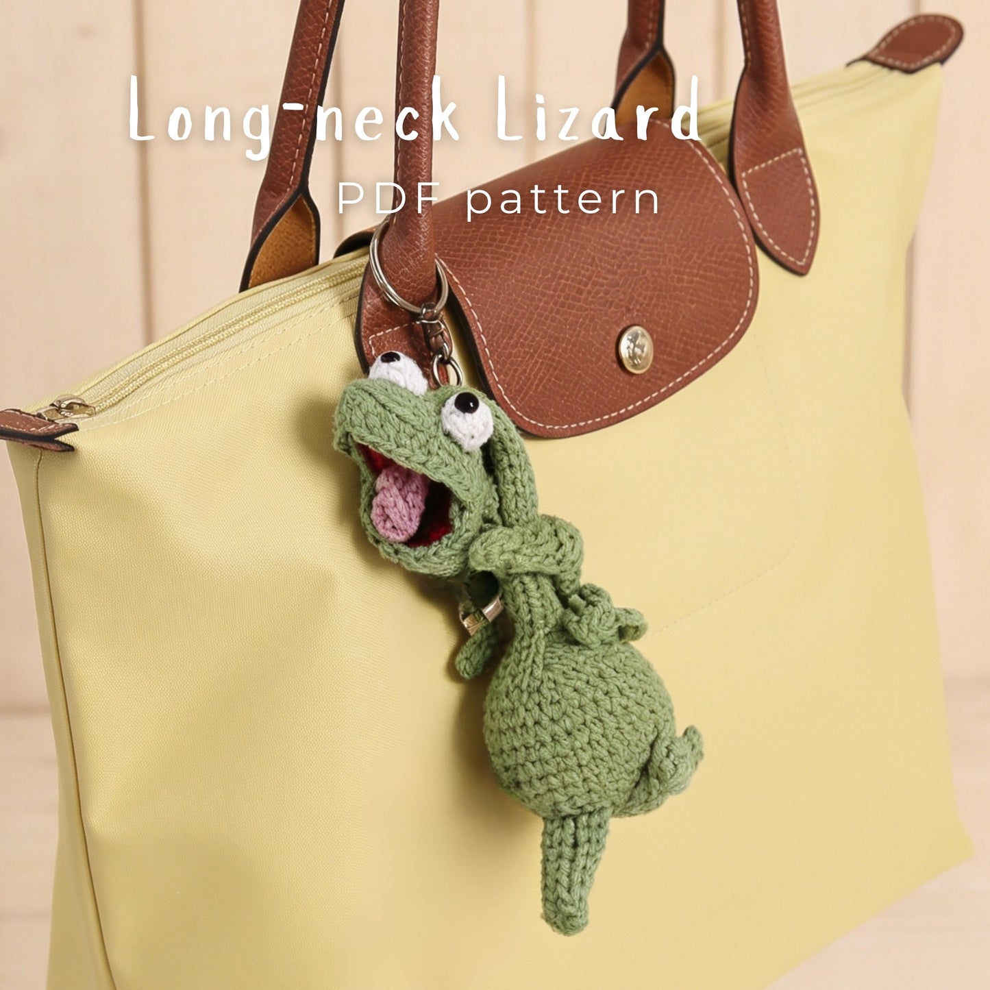 Crochiny Long Neck Lizard Crochet Pattern Digital Download Amigurumi Bag Charm