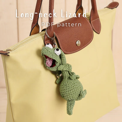 Crochiny Long Neck Lizard Crochet Pattern Digital Download Amigurumi Bag Charm