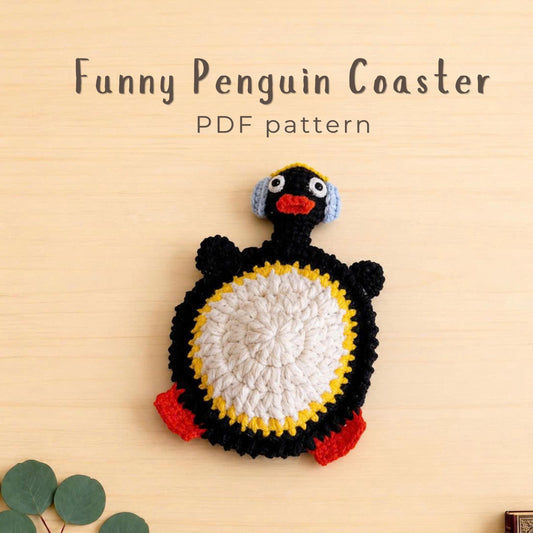 Crochiny Penguin Coaster Crochet Pattern Digital Download Amigurumi Mug Rug