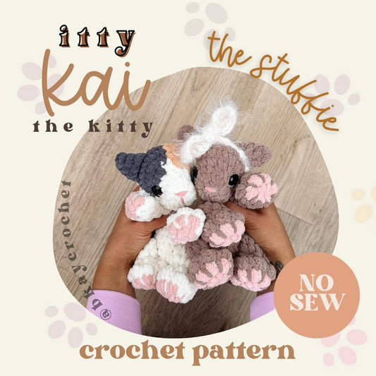 BkayCrochetCo ITTY Kai the Kitty STUFFIE Amigurumi Crochet Pattern PDF