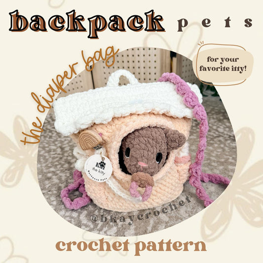 BkayCrochetCo Backpack Pets Diaper Bag Amigurumi Crochet Pattern PDF