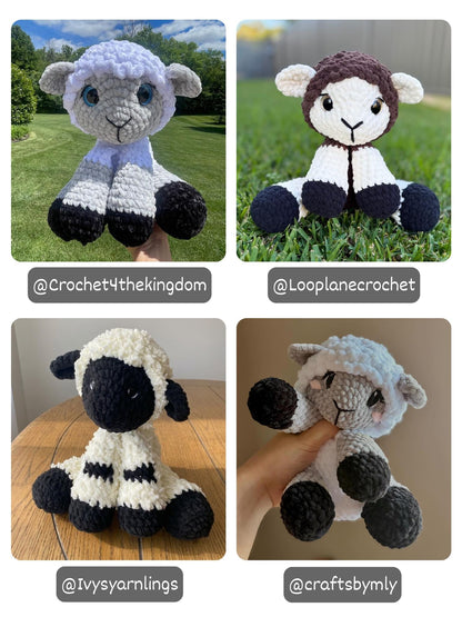 KnotsandSnugglesCo Lottie the Sitting Lamb Crochet Pattern PDF