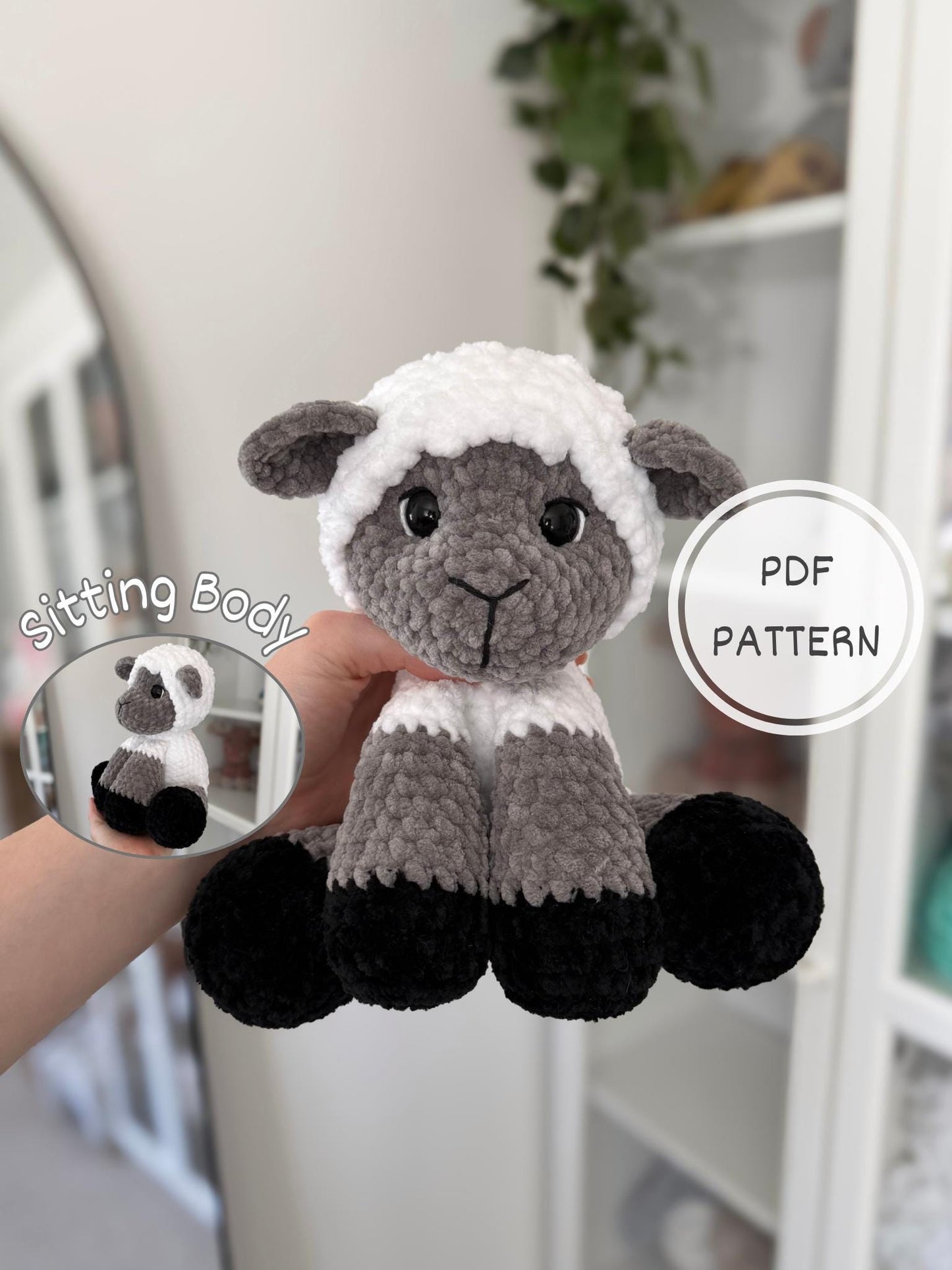 KnotsandSnugglesCo Lottie the Sitting Lamb Crochet Pattern PDF