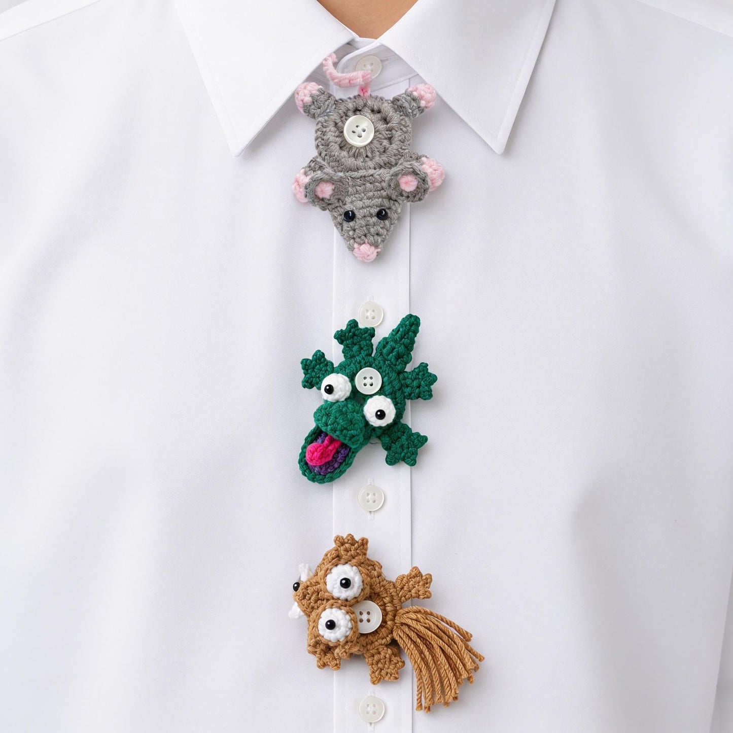 Crochiny 3-in-1 Animal Button Cover Crochet Pattern Bundle Lizard Mouse Squirrel PDF
